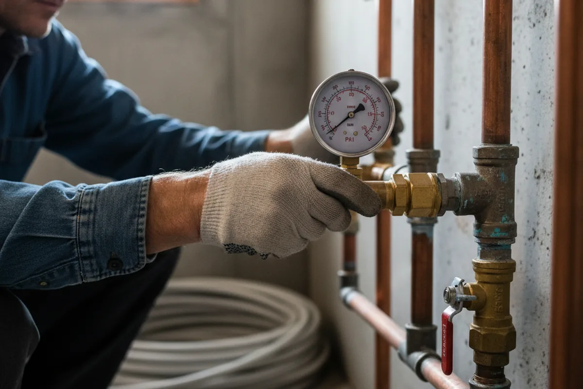 Pressure testing a repaired line during Water Line Repair in Lathrop